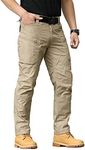 NAVEKULL Men's Hiking Tactical Pants Rip-Stop Military Combat Cargo Pants Lightweight Army Work Outdoor Trousers, Khaki, 38W x 30L