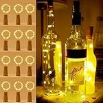 Aen Art Bottle Lights with Cork,12 Pack 2m 20 LED Cork Lights for Bottles, Battery Operated Bottle Lights, Wine Bottle Lights for Party, Birthday, Wedding Decoration(Warm White)