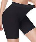 Yeblues Slip Shorts Women Seamless Tummy Control Anti Chafing Panties for Under Dress, High Waist Soft Yoga Bike Shorts Black