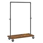 VASAGLE Clothes Rack on Wheels, Engineered Wood Alloy Steel, Brown + Black, 103,5 x 40 x 162 cm (L x B x H)