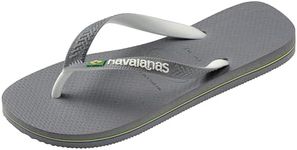 Havaianas Brasil Mix Unisex Adult Flip Flops | Color: Grey/White/White | Size: 8 UK