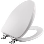 Bemis 19170CSLA 000 Alesio Toilet Seat with Chrome Hinges Will Slow Close, Never Loosen and Provide The Perfect Fit, Elongated, High Density Enameled Wood, White