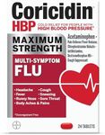 Coricidin HBP Maximum Strength Multi-Symptom Flu Tablets For Body Aches, Body Pains Cold and Cough Relief: Flu Medicine for Adults with High Blood Pressure - 24 Count