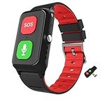 Elderly Smart Watch,Smart Call System Senior Alert Device,GPS Anti-Lost Tracker for Dementia, Alzheimer & Autism Patients,Watch for Elderly with SOS Call, Tracking & GeoFence Function,Red