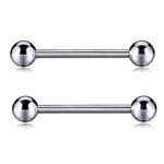 hengkaixuan 14G Pair Nipple Shield Barbell Internally Threaded Tongue Piercing Jewelry G23 Solid Titanium (12G, 18.00)