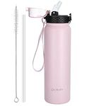 OLDLEY Stainless Steel Water Bottle with Straw 1L Vaccum Insulated Large Drink Flask Metal Water Bottles 1 Litre Leakproof Keep Drinks Hot Cold for Bike Camping Sports Gym Adult Women Men