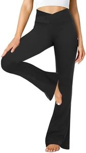 ZOOSIXX Black Flare Yoga Pants for Women, Crossover Soft Bootcut Leggings, Black, Medium