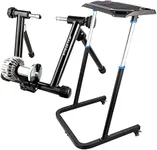 Alpcour Fluid Bike Trainer Stand for Indoor Riding – Portable Stainless Steel Indoor Trainer, Noise Reduction, Progressive Resistance, Dual-Lock System – Portable Multi-Tasking Fitness Desk