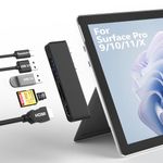 Surface Pro 9/10/11/X Accessories, Surface Pro 9 Docking Station with 4K HDMI, USB-C Thunerbolt 4 (Display+Data+PD Charging), 2 USB 3.0, SD/TF Card Reader for Surface Pro 9/Pro10/Pro11/ProX