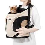 NATUYA Dog Front Carrier, Pet Carrier Front-Pack for Small Dog Puppy Cat (Cream)