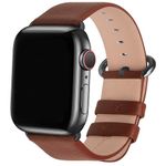 Fullmosa Compatible for Apple Watch Band 49mm 46mm 45mm 44mm 42mm,Lychee-Textured Premium Real Leather Apple Watch Strap for iWatch Ultra SE&Series10 9 8 7 6 5 4 3 2 1,Brown + Smoky Grey Buckle