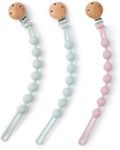 WeSweet Pacifier Clip, Pacifier Holders Silicone One Piece Design Smoother Clips Great Baby Gifts for Newborn with Gift Package Great Baby Gifts (Blue/Green/Pink)