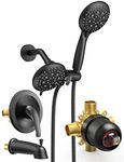 SR SUN RISE Shower System with Tub Spout Rain Shower Tub Set, High Pressure 35-Function Dual 2-in-1 Shower Combo Faucet with Valve, Patented 3-Way Water Diverter in Matte Black(Valve Included)