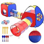 4 in 1 Pop Up Play Tent with Tunnel, Kids Playhouse, Ball Pit for Kids, Boys, Girls, Babies and Toddlers as Gift, Easy Folding with Storage Bag, Indoor/Outdoor Leambe
