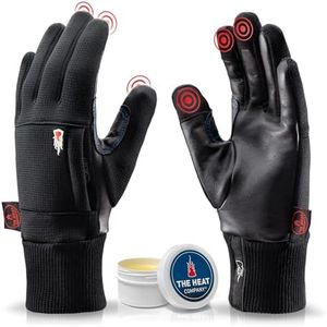 THE HEAT COMPANY – DURABLE LINER PRO - guantes piel hombre - guantes de cuero mujer - guantes tactiles invierno - guantes termicos negro - guantes deporte para bicileta y fotografia
