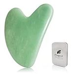 Flagest Gua Sha Facial Tool - Nature Jade Stone Guasha Massage Tool - Nature Jade Stone for Scraping Facial and SPA Acupuncture Therapy - Heart Shape Jade Trigger Point Treatment on Face (Jade)