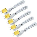 Litensh 5PCS 3M K Type Thermocouple Probe Temperature Sensor Thermocouple K Type Wire Connector Measure Range -50~400°C