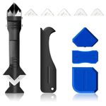 Tecokart® 10 in 1 Caulking Tool Set, Multifunctional Silicone Caulk Tool with 5 Replaceable Pads, Two-Mode Scrapers, Ideal for Kitchen Tools, Bathroom Tiles, Windows, and All Sealing Projects