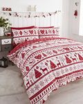 Noel Quilt Duvet Cover 2 Pillowcase Bedding Bed Set Christmas Trees, Red, Super-King