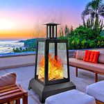 Large Fire Pit Steel Wood Burning Outdoor Fireplace Tower 44" High Big Patio Firepits with Mesh Screen Cover, for Backyard, Garden, Beach, Camping