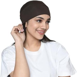 SAKUCHI Chemo Hats Solid Sleep Cap Women's Bamboo Soft Headwear Cancer Cap Chemo Headwear Women, Brown, One Size