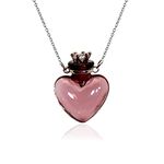 1PC 1PC Colorful Heart Vial Perfume Bottle Necklaces Stainless Steel Chain Make a Wish Aroma Essential Oil Diffuser Pendant Necklace Women Jewelry (Dark Purple Heart)