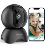 Foscam 5MP WiFi Pet Cameras for Home Security, 2.4GHz Baby Monitor with 360° Pan Tilt, 2-Way Audio, 6X Digital Zoom, Night Vision, AI Human Detection