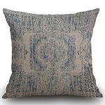 Smooffly Cushion Cover Vintage Carpet Pattern Antique Grunge Tribal Throw Pillow Case 18x18 inch Linen Square Throw Pillow Cover for Living Room Sofa Couch Bed Pillowcase 45cm x 45cm