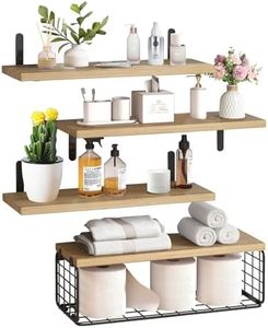 Floating Book Shelves for Wall,Home Decor, 4 Sets of Wall Shelves, Display Shelf,Suitable for Bathroom, Living Room, Bedroom, Kitchen Hanging Storage Racks（Paulownia Light Brown）