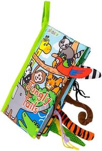 Jollybaby Crinkle Books for Babies, Sensory Soft Touch and Feel Baby Toys for 0-6 Months Infants, Newborn Montessori Early Educational Cloth Toys, Baby Girl & Boy Gift(Jungle Tails)
