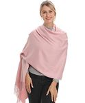 Genovega Women Pashmina Scarf Wrap Shawl, Pink Rose Wool Feeling, Fuzzy Soft, Travel Blanket Accessories, Evening Wedding Party, Bridal Bridesmaid Wrap Dress, Long Winter Solid Plain Poncho Throws