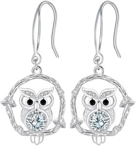 Hifeeled Pendientes Búho Mujer Plata de Ley 925 Pendientes Colgantes Animales para Mujer Hermanas Amigo Joyas Regalo