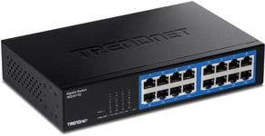 TRENDnet 16-Port Gigabit Desktop Switch, TEG-S17D, 16 x Gigabit RJ-45 Ports, 32Gbps Switching Capacity, Fanless Design, Metal Enclosure, Internal Power Supply, Lifetime Protection, Black