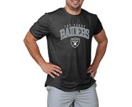 FOCO NFL Men's Officially Licensed Arch Logo Short Sleeve Performance Team T-Shirt, Las Vegas Raiders - Black, S