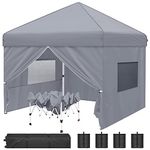 BOKIE Fully Waterproof Pop Up Event Shelter Gazebo with Side and Roller Bag, Canopy Pergola Marquee for Camping Outdoor Garden Party Festival All Seasons (Grey3m x 3m)