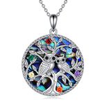 ONEFINITY Sterling Silver Owl Tree of Life Necklace Owl Pendant Jewelry Gifts for Women, Sterling Silver, Cubic Zirconia