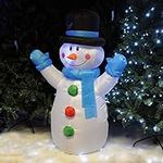 Garden Mile Novelty Snowman with LED Lights - Cuddly Design Electric Blow Up Large Giant Illuminated Gift Christmas Ornaments - Christmas Decorations Snowman Figure for Indoor, Outdoor or Xmas Decor