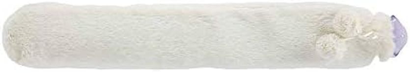 Warmies Extra Long Hot Water Bottle with Super-Soft Cream Faux-Fur Cover and Matching Pom-Poms. 80cm x 12cm. 2 Litre
