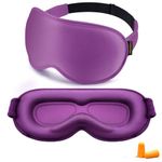 3D Sleep Mask for Side Sleeper - Weighted Eye Mask for Women Men, FACEMOON Blackout Blindfold, Light Blocking, Comfortable Memory Foam, Night Shifts, Travel, and Airplane Essentials(Purple)