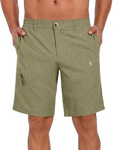 Little Donkey Andy Men's Quick Dry Stretch Shorts for Hiking Golf Travel, with Elastic Waist Green Olive S