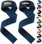 DMoose Fitness Lifting Straps - 4mm Neoprene Padded Wrist Straps for Weightlifting & Powerlifting - Cotton Lifting Strap with Silicone Grip for Men & Women (Navy Blue)