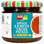 Add me Home Made Sweet and Sour Lemon Pickle 350g | Khatta Meetha Crushed Nimbu Ka Achar Without Oil Indian Chutney Pickle in Glass Jar