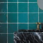 Ceramic Tile – Box of 57 (10.72 Sq Ft), 5.2" x 5.2" Green Glazed, Square Indoor Wall Tile, Kitchen Backsplash, Bathroom, Shower, Easy to Clean Surface, Thinset Install – NOT Peel & Stick