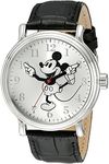 Disney Mickey Mouse Adult Vintage Articulating Hands Analog Quartz Watch, Silver, BK Croco, Vintage