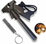 EVOLAND Fire Steel Striker Kit, 4.56" Length Ferrocerium Flint Camping Emergency Firestarter, Survival Fire Flint Lighter for Camping, Hiking, Include A Whistle