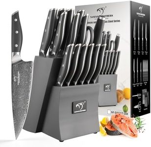Damascus Knife Set with Block, 16-Piece VG10 67-Layer Steel Kitchen Knives