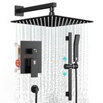 SR SUN RISE 12 Inch Slide Bar Shower Faucet Luxury High Pressure Shower Heads and Handheld Spray Combo Set Wall Mounted Shower System Included Valve and Trim Kit, Matte Black