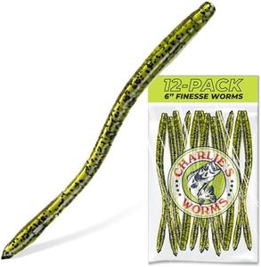 Charlie's Worms Finesse Worms for Jig Fishing, Soft Plastic Lures for Bass, Trout, Walleye, Crappie, Saltwater & Freshwater, Weedless Swimbaits, Durable Design, Watermelon