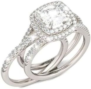 Jeulia Brilliant Classic Band Rings Sets for Women 925 Sterling Silver Fashion Ring Sets Wedding Engagement Anniversary Promise Ring Bridal Sets Jewelry (7.0(U.S))