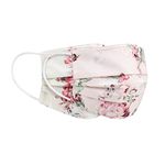 PALE MALE BOX BRAND, Fabric Face Masks, Pleated Style with Adjustable Nose Wire (SATIN:FLORAL IVORY, PINK(Size M))